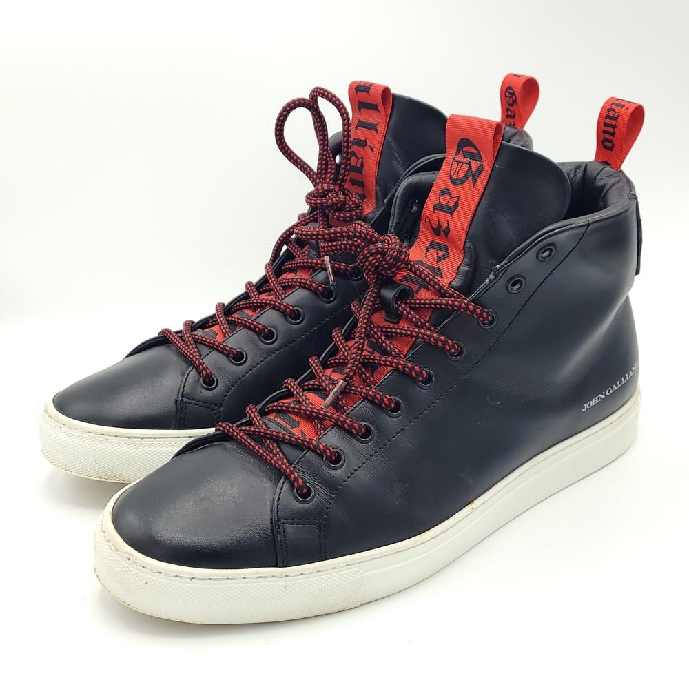 JOHN GALLIANO High Top Black Red Laces men's size 10.5 US 44 EU